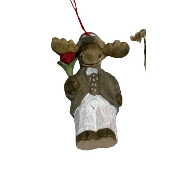 Rustic Moose Christmas Ornament Set of 4, Woodland Cabin Holiday Decor, Resin - Picture 4 of 6